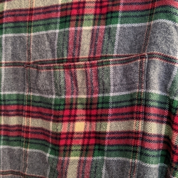 lands END size Medium 15-15.5 Men’s Cotton Flannel Plaid Button Down Shirt - Picture 6 of 7